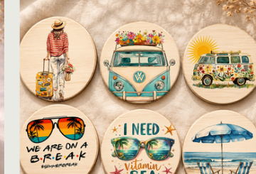 Round wooden coasters