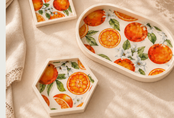 Orange Coaster and Tray set