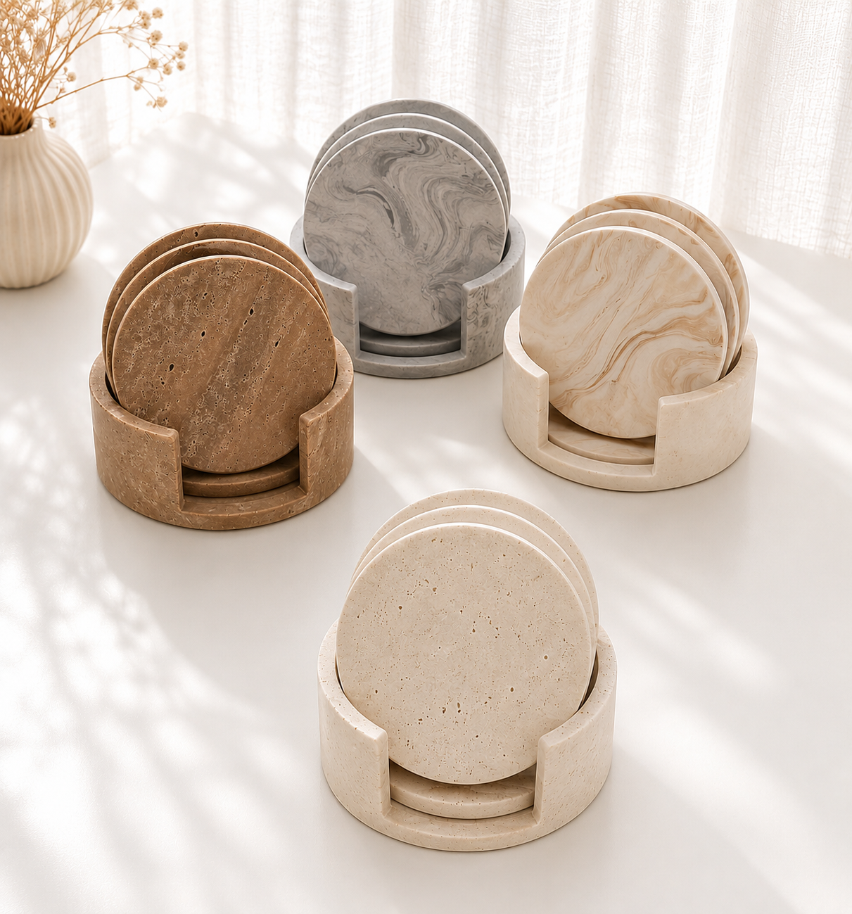Round Coasters with Stand